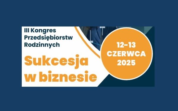 Obraz z nawą Kongresu Przedsiębiorstw Rodzinnych: Sukces w biznesie, po prawej data 13-13.06.2025 na tle żółtego kołA