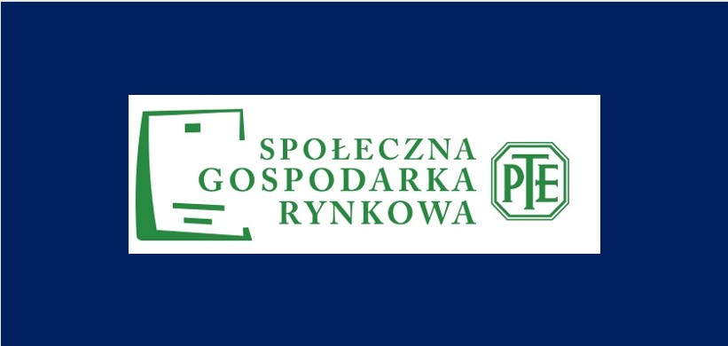 Logo konferencji: napis zielony: Społeczna gospodarka rynkowa, po prawej stronie logo PTE