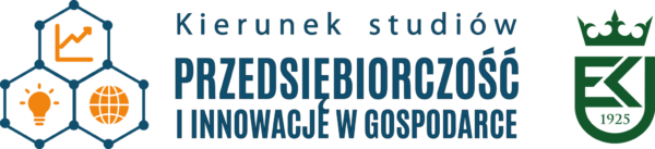Logo kierunku studiów, zawiera nazwę oraz trzy sześcioboki z wykresami